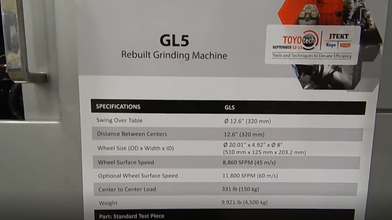 Remanufactured Toyoda GL5 Grinding Machine